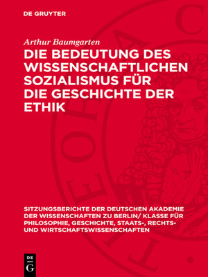 cover image of Die Bedeutung des wissenschaftlichen Sozialismus für die Geschichte der Ethik